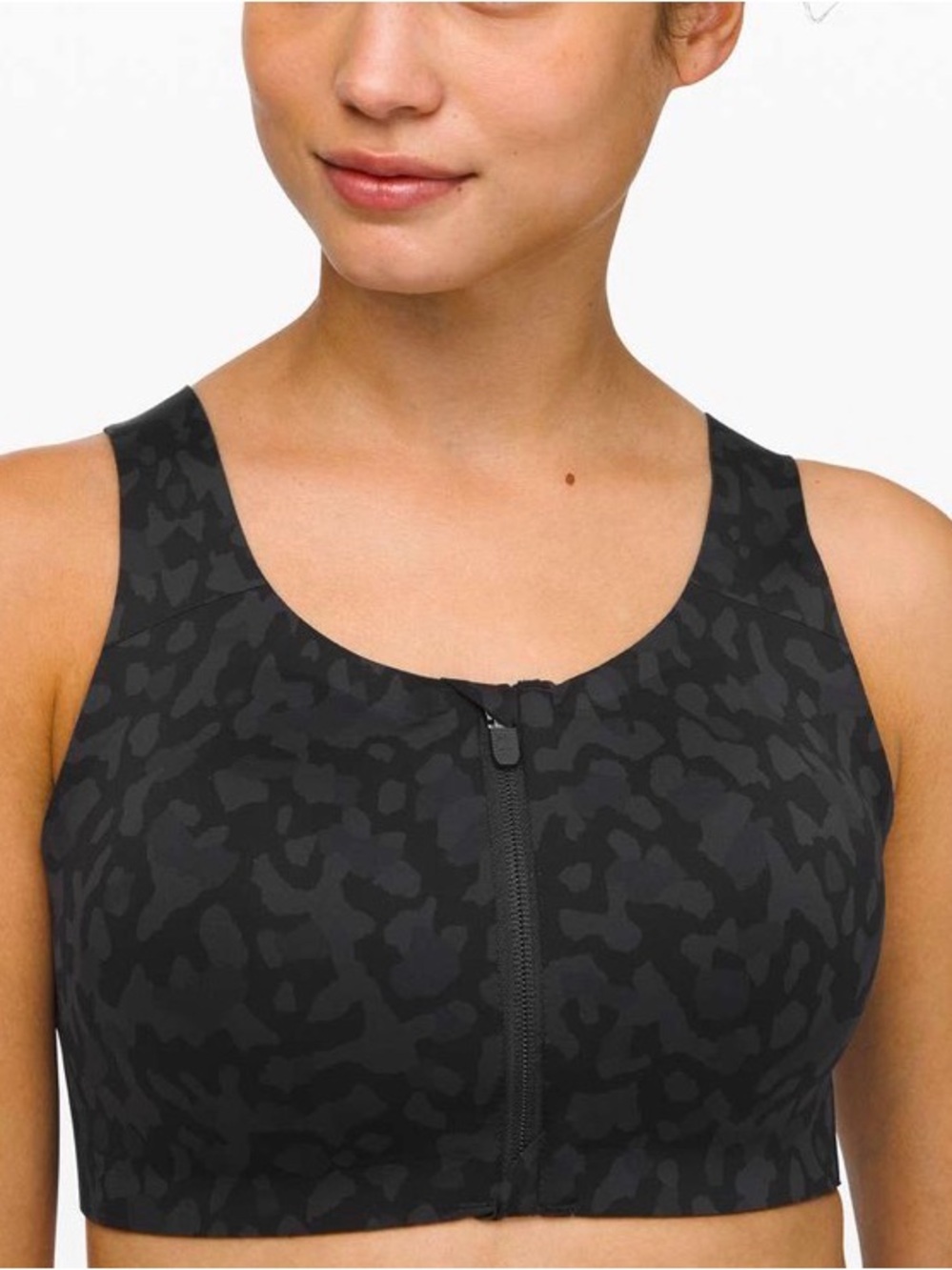 Lululemon Enlite Bra *Zip Front in Formation Camo Deep Coal Multi